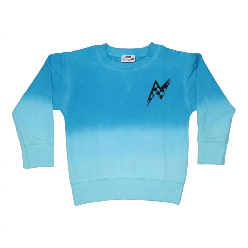NEW BABY STEPS kid's dip dye crew neck sweatshirt in turquoise